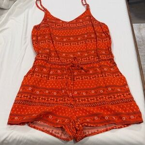 Old Navy Red Printed Spaghetti Strap Romper